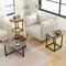 Costway 3 PCS Coffee Table Set Round Coffee Table and 2PCS Square End Tables Metal Frame White/Gray/Walnut